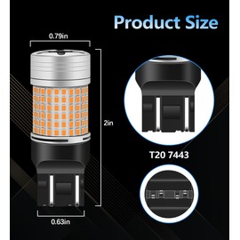 Fenikso 7443 LED Turn Signal Bulb Amber Yelloe W21/5W 7443A 7443LL 7443NA 7444 LED Bulbs Replacement for Parking DRL Turn Signal Light Pack of 2