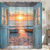 Beach Coastal Shower Curtain, Ocean Sunrise Seascape Nautical Shower Curtains
