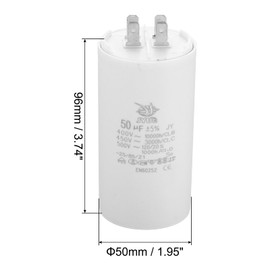 PATIKIL CBB60 50uf Running Capacitor,2Pcs AC 450V 4 Pins 50/60Hz Double Insert Cylinder Bottom for Air Conditioning,Water Pump,Fan Motor Star 96 x 50mm