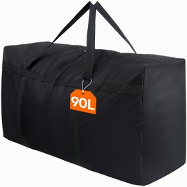 Lifewit Large Storage Bag, 600D Oxford Large Storage Bag, Heavy Duty Carry Bag with Reinforced Handles for Blankets, Duvets, Moving Bag, Black, 80 x 25 x 45 cm, 90 L