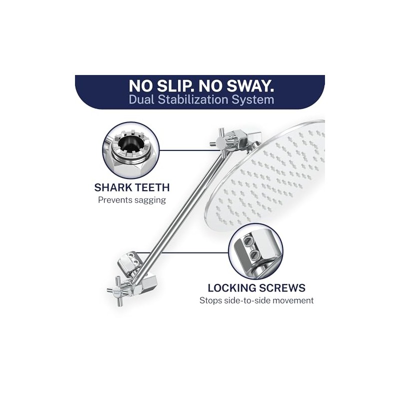 HammerHead Showers® Solid Metal 12-Inch Adjustable Shower Extension Arm –