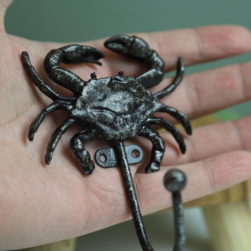 Fyne-Finds Metal Crab Hook Rustic Vintage Nautical Leads Coat Keys
