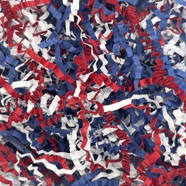 Tisspoms 1LB Crinkle Cut Paper Shred Filler, Paper Shreds for Basket Fillers, Birthday, Gift Wrapping, Fourth of July Independence Day Gift Decor Party Filler (Red White Blue)