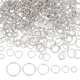 UNICRAFTALE 500 Pieces 6 Sizes Open Jump Rings Made of Stainless Steel 8 ~ 16 mm Round Rings Jump Rings for Jewellery Making DIY Crafts Earring Bracelet Pendant Collar Making Fittings