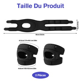 VEGCOO 2 Stück Wellness Kniebandage, Knee Braces, Verstellbare Knieunterstützung, Stabilisierende Kniehilfe, für Gymübungen und Laufen (Schwarz)