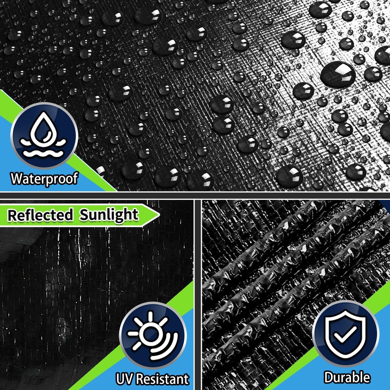 Black Tarps Heavy Duty Waterproof 10x16, 12 Mil Thick, High