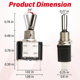 3 PCS LED Lighted Rocker Toggle Switch, 12V SPST 3 Pin 2 Position ON/Off Rocker Switch, 20A Heavy Duty Marine Toggle Switch, Illuminated Toggle Switchs for Car RV Vehicles Truck Boat (Red)