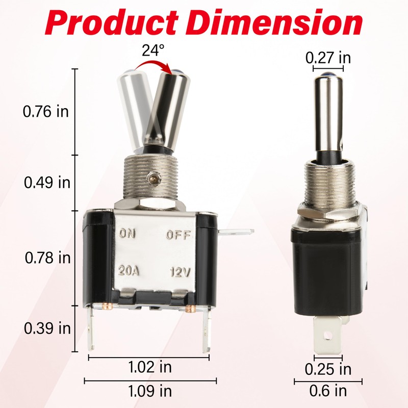 3 PCS LED Lighted Rocker Toggle Switch, 12V SPST 3
