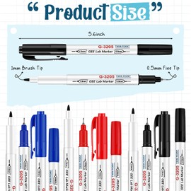 Janlaugh Alcohol Resistant Laboratory Markers, Black Dual Head Permanent Freezer Pens with 0.5mm Fine Point and 1.0mm Makers Tip, Designed for Industrial, Lab and Hospital Use (5 Pack)