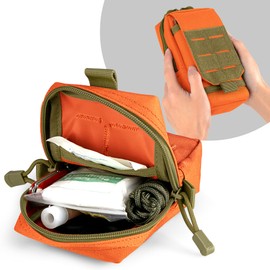 bvya 2 Pack Tactical EDC Phone Pouches, Multi-Purpose Utility Tool Pocket Molle Phone Holster Waist Belt Pouch with Canada Flag Patch and Tactical Gear Clips (Orange)