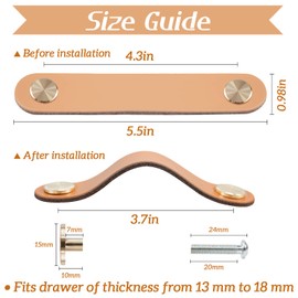 LEREATI Pack of 4 Leather Handles for Furniture, Cabinet Handles, Green Furniture Handles, Drawer Handles, Modern Furniture Knobs, Cabinet Handles for Kitchen Cabinets, Cupboards, Door, Home Decor (96