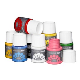 Panduro Water-Based Craft Paint Set - Basic Basic Colours Matt Colours 8 x 20 ml - Hobby Paint Indoor Use - for Canvas, Stone, Paper