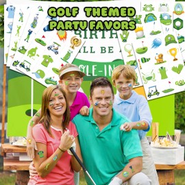 96 PCS Golf Sport Pre-Cut Temporary Tattoos | Super Cute Themed Birthday Party Favors, Supplies, Decorations, Green Sport Fake Tattoo Stickers, School Rewards Prizes & Gifts Boys & Girls, Carnival
