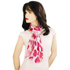 Evening Elegance Heart Scarves Valentine’s Day Mother’s Day Lined Hearts White - W460WH