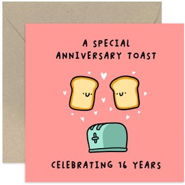 Old English Co. Fun 16th Wedding Anniversary Card for Couple – 'Special Toast' Pun Funny Cards for Him and Her - Anniversary Cards for Husband and Wife – 16th Anniversary Card | Blank Inside