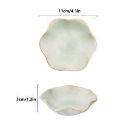 Nideen Ceramic Jewellery Bowl, Jewellery Plate, Jewellery Tray, Small Ceramic Ring Bowl, Ring Holder, Ring Plate Tray Decoration (Green-01)