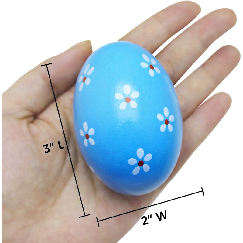 Wooden Easter Eggs, Pack of 9 Percussion Musical Egg Shakers,