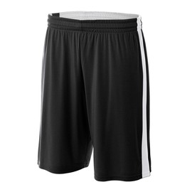 A4 Mens Reversible Moisture Management 10" Short, Large, Black/White