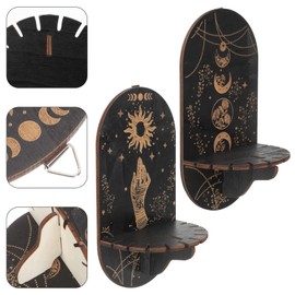 Alipis Schwarzes Wandregal Kristall Holz Wandregal Wandmontage Hexenzeug Ständer Witchy Room Decor Für Kristalle Stein Ätherisches Öl 2 Stück
