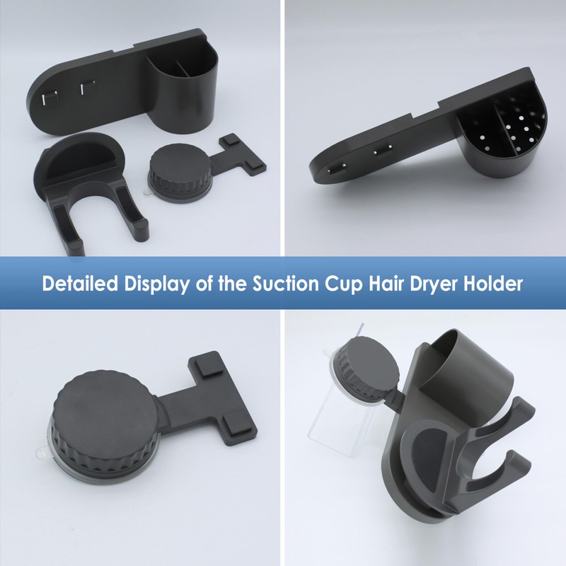 RODDEX Suction Cup Hair Dryer Holder with Basket, Wall Mount