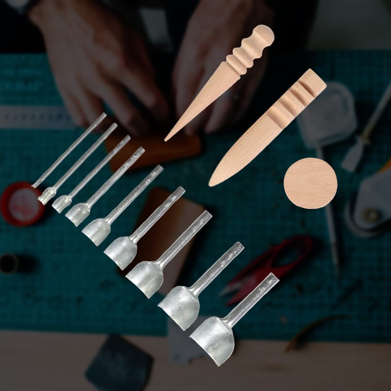 mosegor 9 PCS Half-Round Cutter Punch with 3 PCS Wood