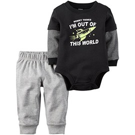 Carter's baby-boys Bodysuit Pant Sets 121g838, Stripe Heather, 12 Months