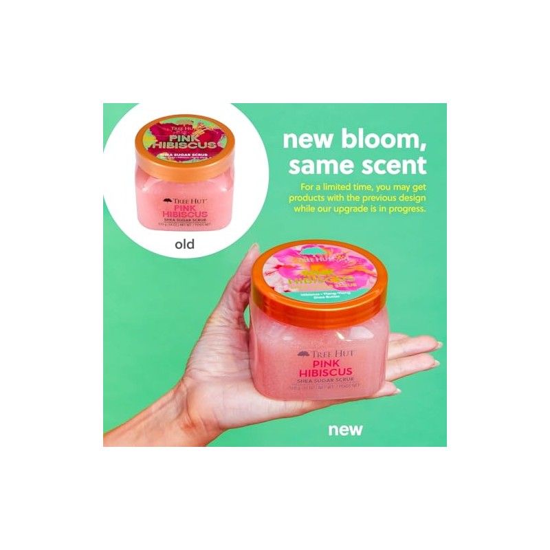 Tree Hut Body Scrub for Women, Pink Hibiscus, 18 Oz