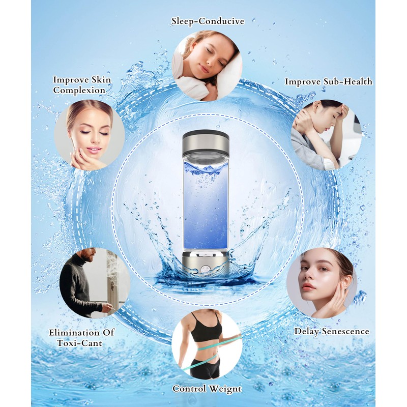 Hydrogen Water Bottle, Portable Hydrogen Water Generator Bottle, USB Charging