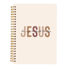 KAOWT Boho Christian Notebook Journal, Bible Notebooks for Note Taking, Christian Gifts for Women, Prayer Scripture Journal, Jesus the Way the Truth the Life Hardcover Spiral Notebook 5.5x8.3in