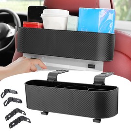 xiruiubao Headrest Cup Holder Car Back Seat Organiser - Multifunctional Car Seat Storage Box with Drink Holder and Hook for Children and Adults, Car Accessories Headrests, Black