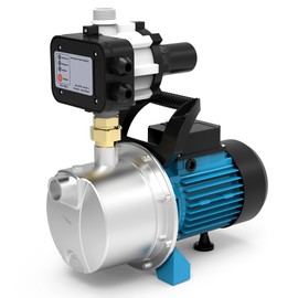 LEO 1.5 HP Water Pressure Booster Pump for Home with Smart Controller Automatic, 1200 GPH Self-Priming Shallow Well Jet Pump 110V, 164 FT Garden Sprinkler Water Transfer Pump Stainless Steel