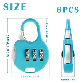 Pack of 8 Mini Padlock Suitcase Lock with Combination Code Suitcase Combination Lock Suitcase Locks Combination Lock 3 Digit Padlock Combination Lock Code Padlock