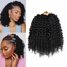 10 Packs Yanky Twist Crochet Hair 8 Inch Passion Twist Crochet Braid Hair Fluffy Spring Mini Twist Pre-twisted Small Curly Twist Crochet Hair for Senegalese Twist Braids