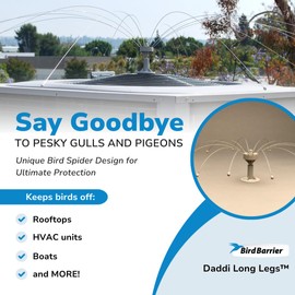 Bird Barrier Daddi Long Legs - 6 Ft | Scare Birds Away with Innovative Bird Spider Design | Bird Deterrent for Outside | Easy Installation on Roofs, Boats & HVAC Units | Durable Stainless Steel/Delrin