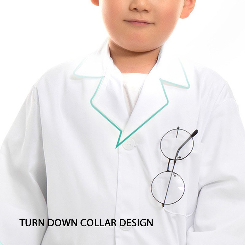 Children Laboratory Coats Turn Down Collar Adjustable Realistic Role Play
