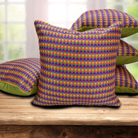 the purple tree Embroidered Polyester Blend 16x16-inch Cushion Covers (Green) -5 Pieces