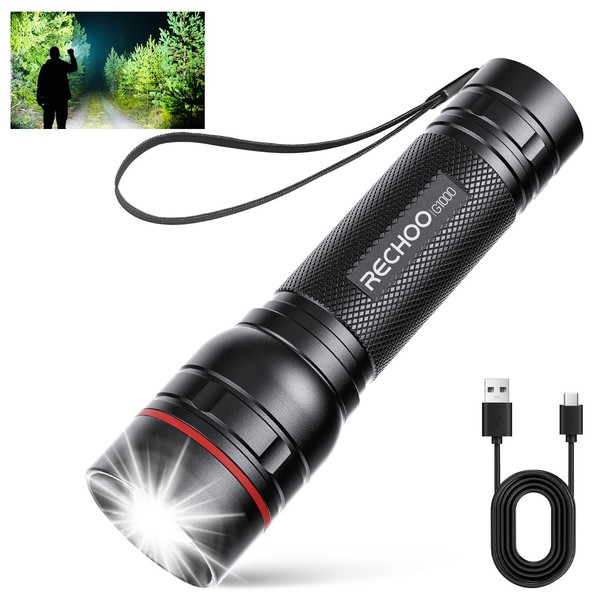 Flashlight Rechargeable 2000 Lumens, KOOPER Super Bright Small LED Tactical Flashlight-Zoomable, 3 Modes Waterproof Mini Handheld Flashlight, Long Lasting for Camping Hiking Emergency Outdoors
