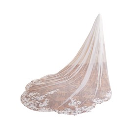 EllieWely Cathedral Length 1 Tier Lace Wedding Bridal Veil F13 3 M White