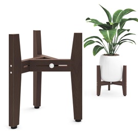 LUE BONA 2 Pack HDPS Plant Stand, Adjustable Plant Stand Indoor for 8-12 Inches Pots, Mid Century Modern Plant Holder for Indoor, Outdoor, Coffee Brown