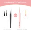3 Pcs Precision Fiber Tip Lash Tweezers Set for Eyelash