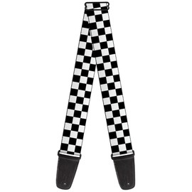 Guitar Strap Checker Black White 2 Inches Wide