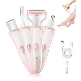Electric Razors for Women 4-in-1 Bikini Trimmer, Women's Electric Razor, Cordless Rechargeable Wet & Dry Painless Facial Hair Removal for Women, Shaver for Women for Face Leg Underarm Pubic Hair