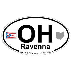 US Decal, Inc. Ravenna, Ohio Oval Sticker with State Flag