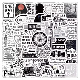 Jesus 50 PCS Black & White Jesus Christianity Stickers Faith Decal Hydro Free Shipping