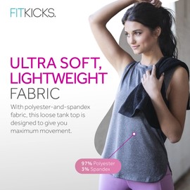 FITKICKS Live Well Collection Active Lifestyle Tank Top, Relaxed-Fit Workout Top, Small, Gray