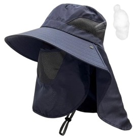 Outdoor Sun Hat with UPF 50+ Sun Protection and Neck Flap,Fishing Hat for Man and Women Grey