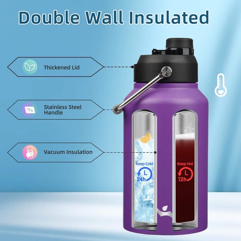 Konokyo Jug with Handle,87 oz Insulated Water Bottle with Carrying