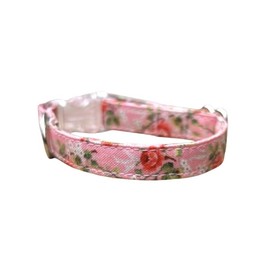 Teeny Tiny Teacup Puppy Collar, 4.5-6.5 Inches for Very Small Puppies XXXS (Tiny Pink Rose)