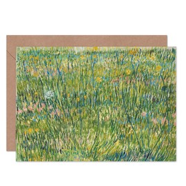 Vincent Van Gogh Patch Of Grass Fine Art Greeting Card Plus Envelope Blank Inside
