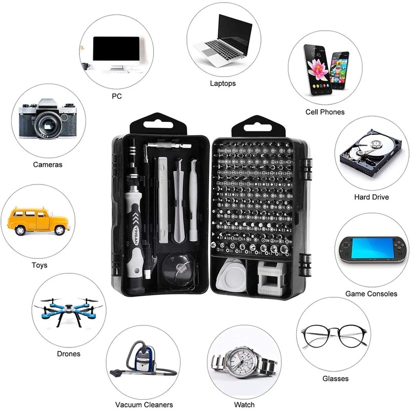 TEDFLOP 115-Piece Magnetic Screwdriver Set Kit, Professional Precision Tool Kit1141,Laptop